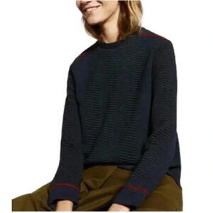 Zara Textured Navy Military Sweatshirt